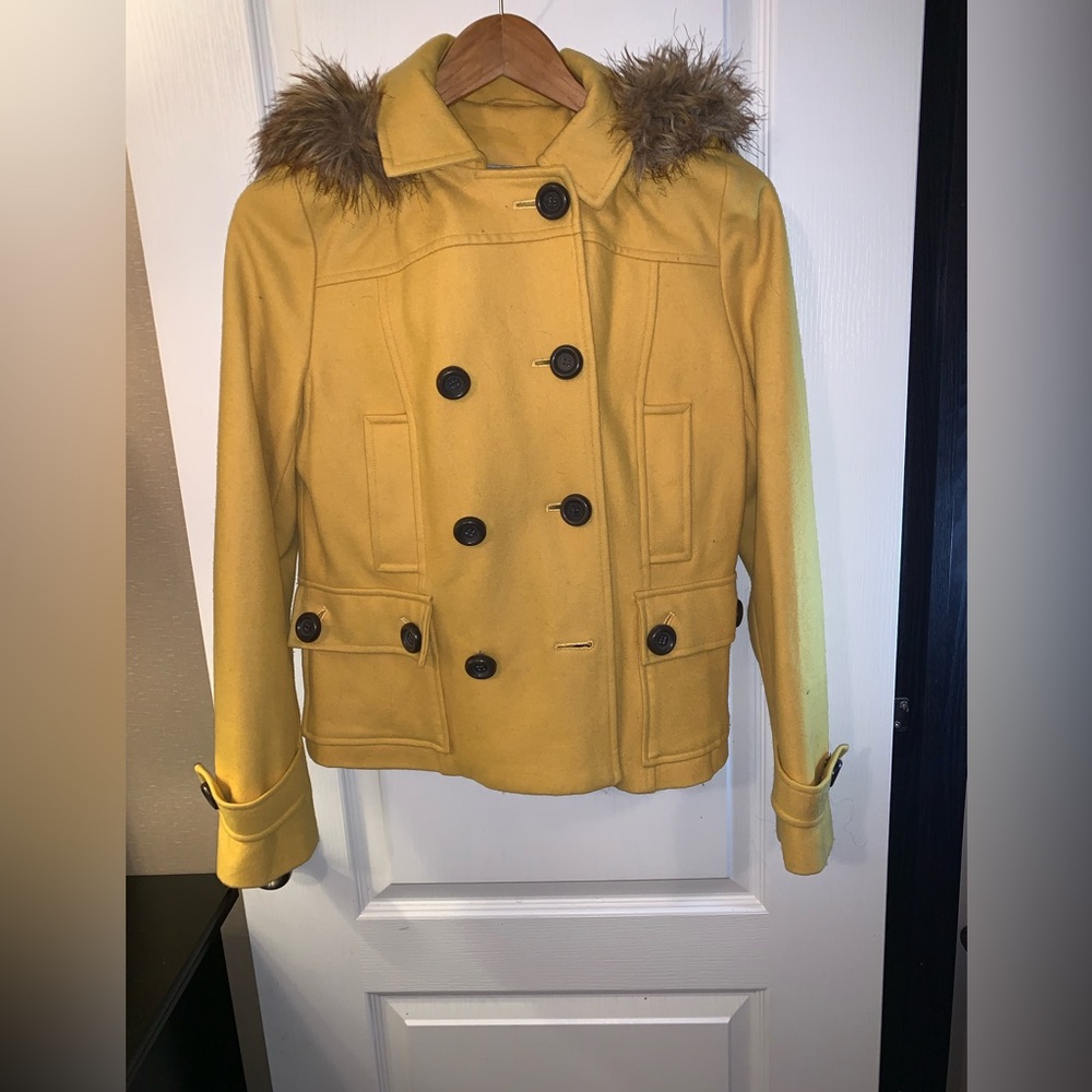 Dalia*s Limited Collection Wool Pea Coat with Removable Hood size large